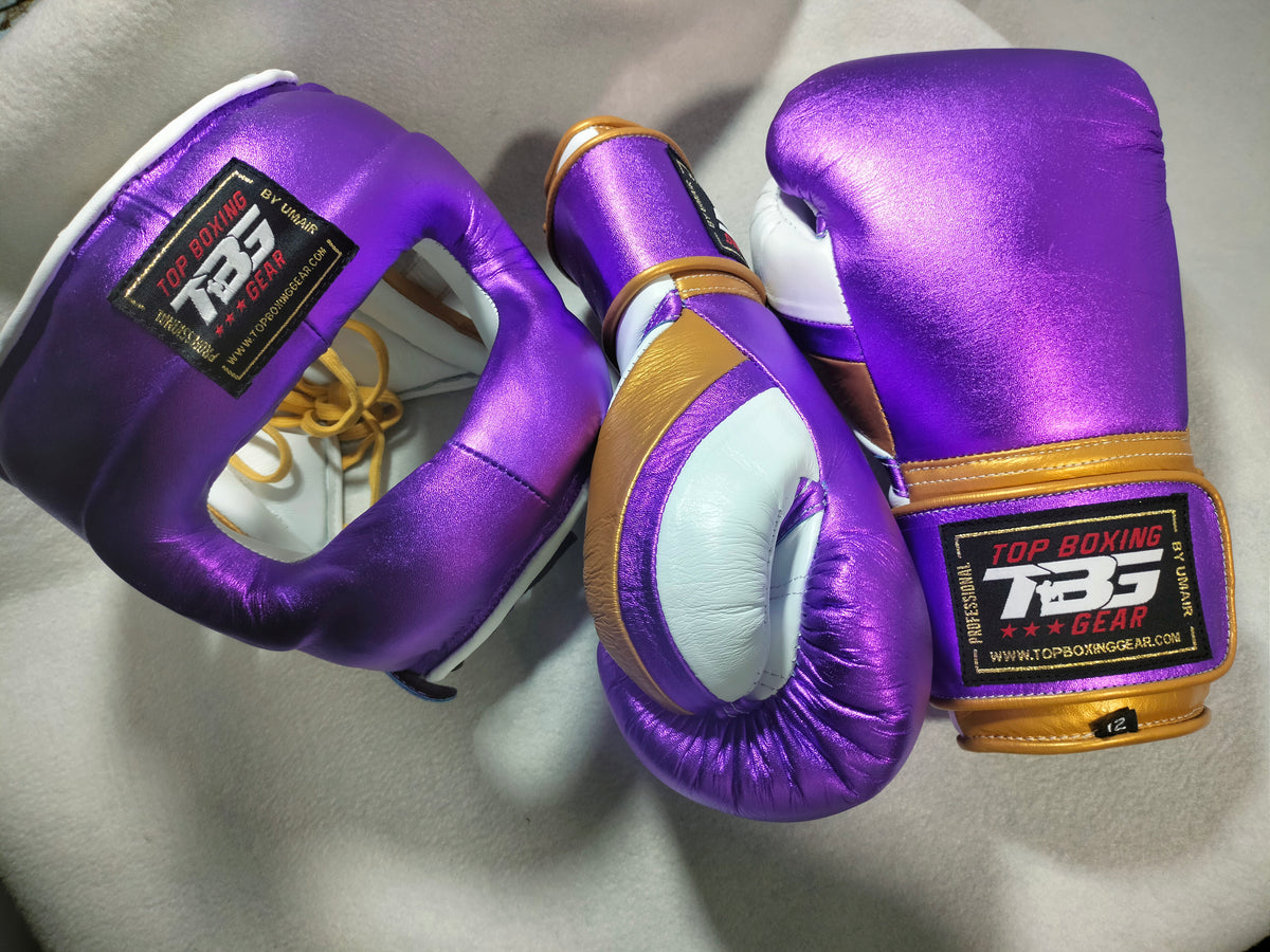 Boxing gloves hot sale and helmet